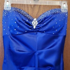 Blue Strapless Formal Dress